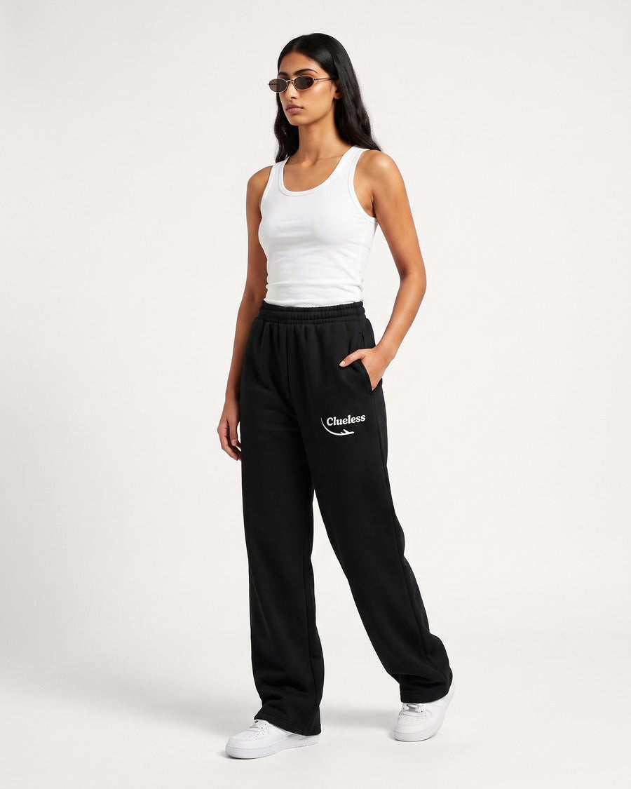 Clueless Departure Black Wide-Leg Joggers, view 7