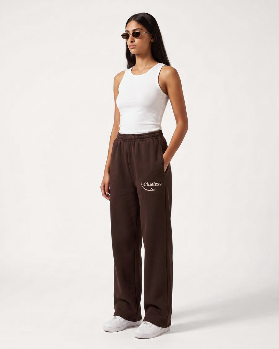 Clueless Departure Chocolate Brown Wide-Leg Joggers, view 7