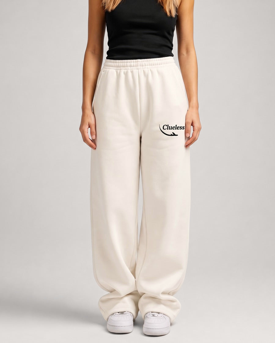Clueless Departure Off-White Wide-Leg Joggers, view 5