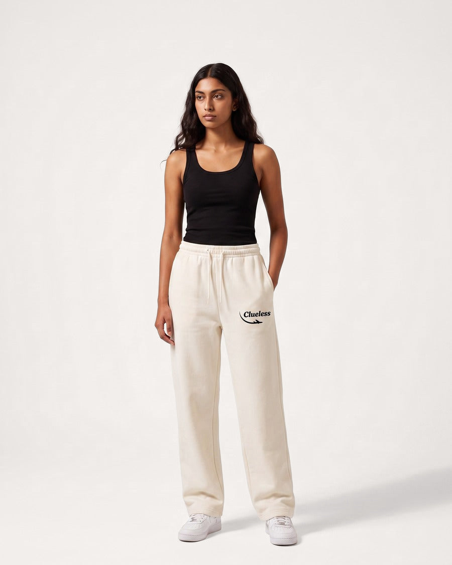 Clueless Departure Off-White Wide-Leg Joggers, view 7